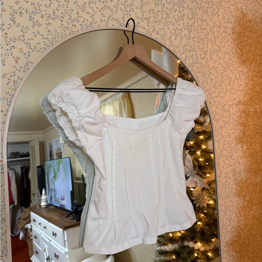 By Anthropologie Puffed Cap-Sleeve Corset Top - Picture 7 of 8